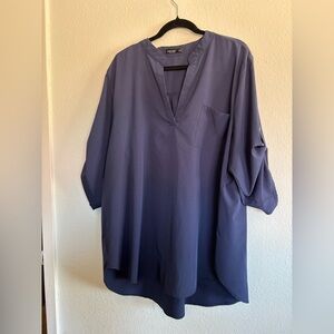 Women's Navy Split Neck Blouse